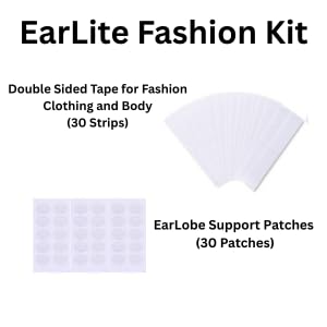 Earlite Fashion Kit – EarLobe Support Patches + Double Sided Tape for Fashion, Clothing and Body