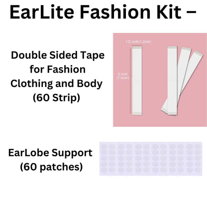 Earlite Fashion Kit – EarLobe Support Patches + Double Sided Tape for Fashion, Clothing and Body