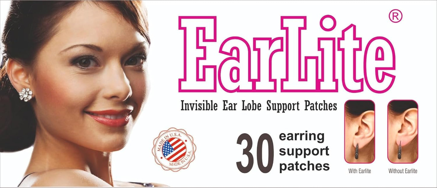 Original EarLite USA "Invisible Ear Lobe Support Waterproof Medical Patches"